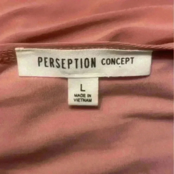 Perseption Concept short sleeve V neck front tie knot in mauve NWT size Large - Picture 7 of 8